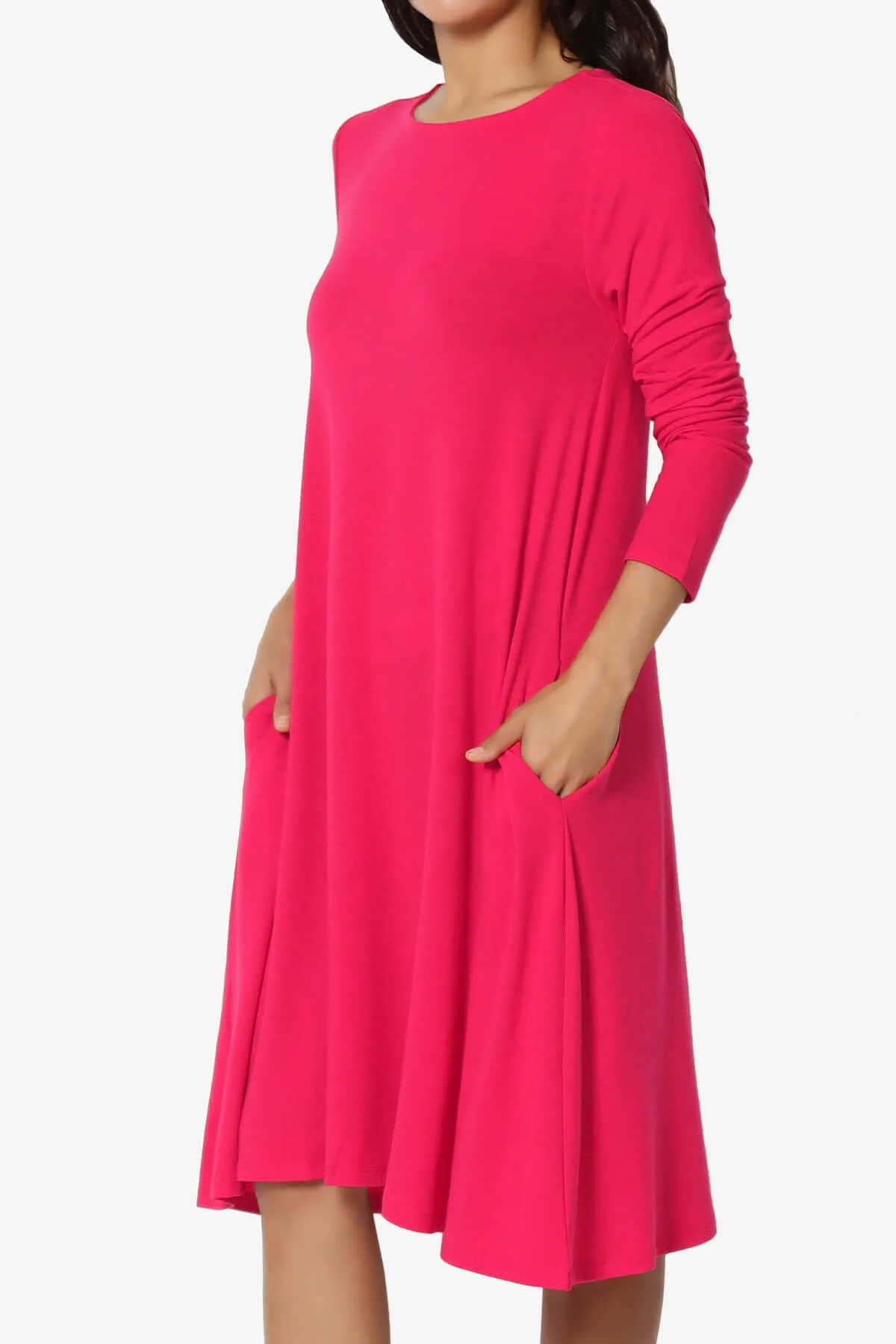 Allie Long Sleeve Jersey A-Line Dress PLUS