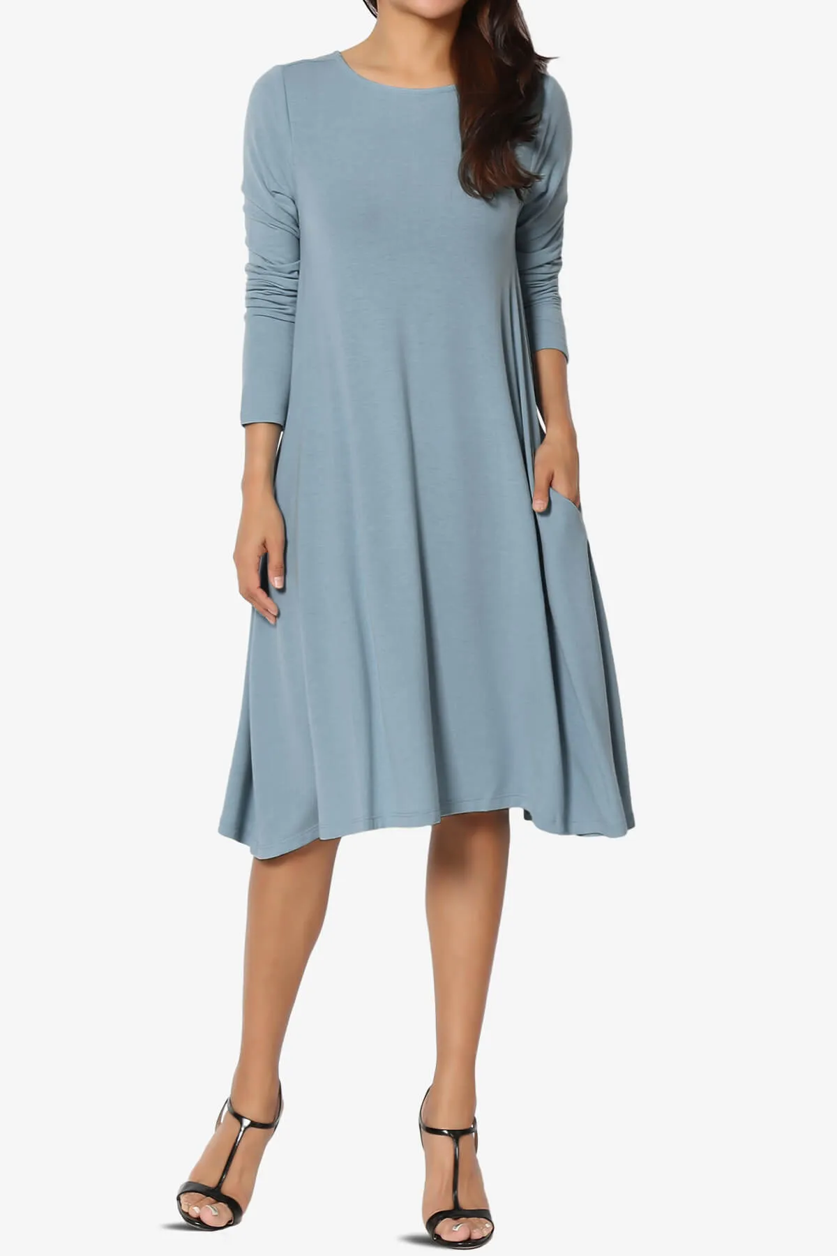 Allie Long Sleeve Jersey A-Line Dress PLUS