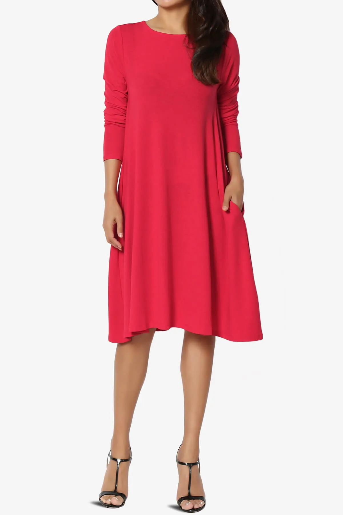 Allie Long Sleeve Jersey A-Line Dress PLUS