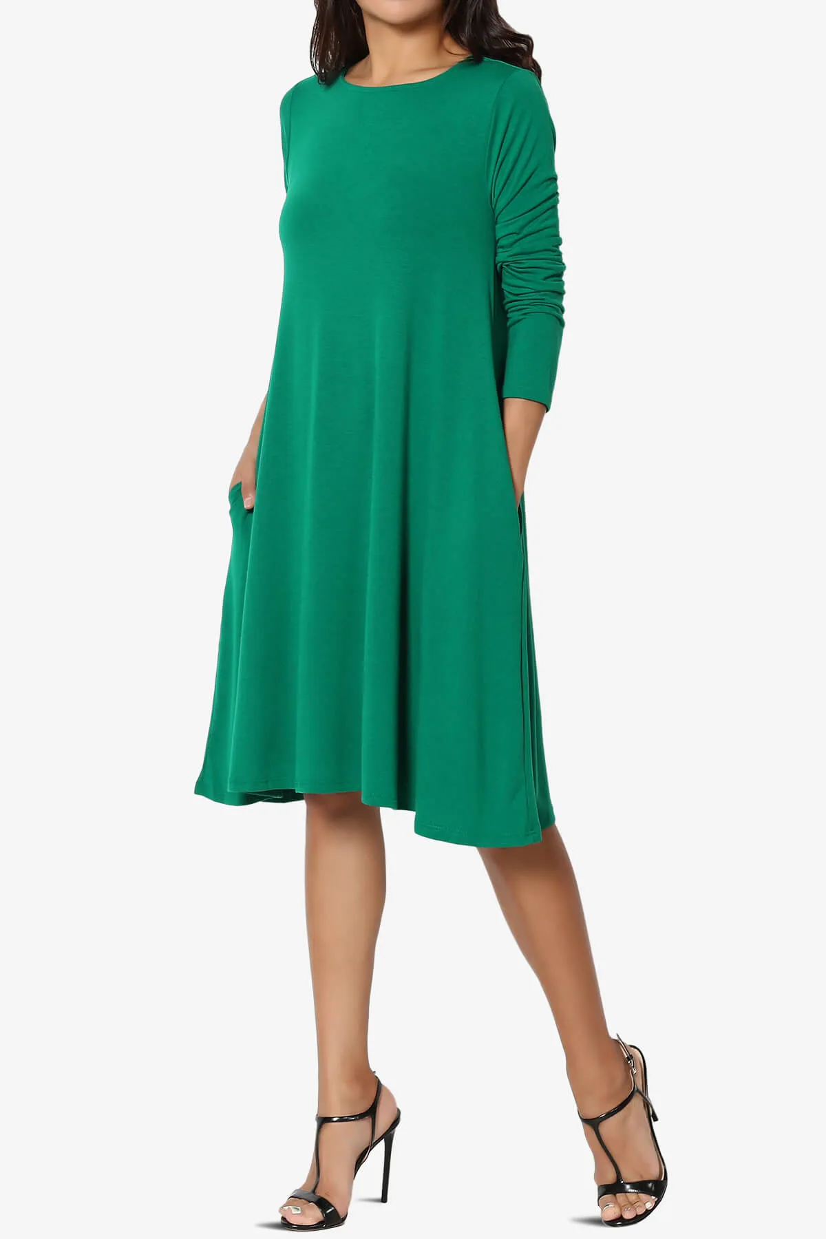 Allie Long Sleeve Jersey A-Line Dress PLUS
