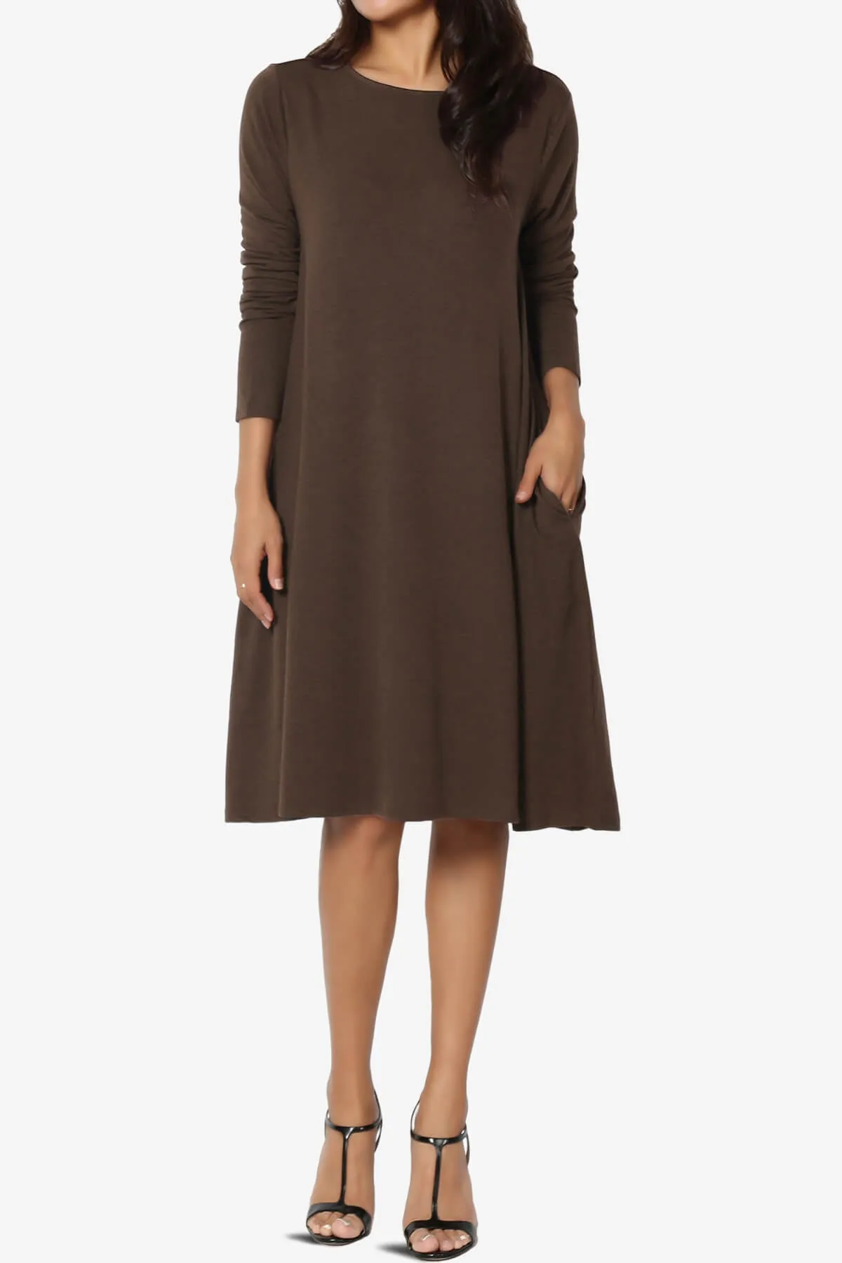 Allie Long Sleeve Jersey A-Line Dress PLUS