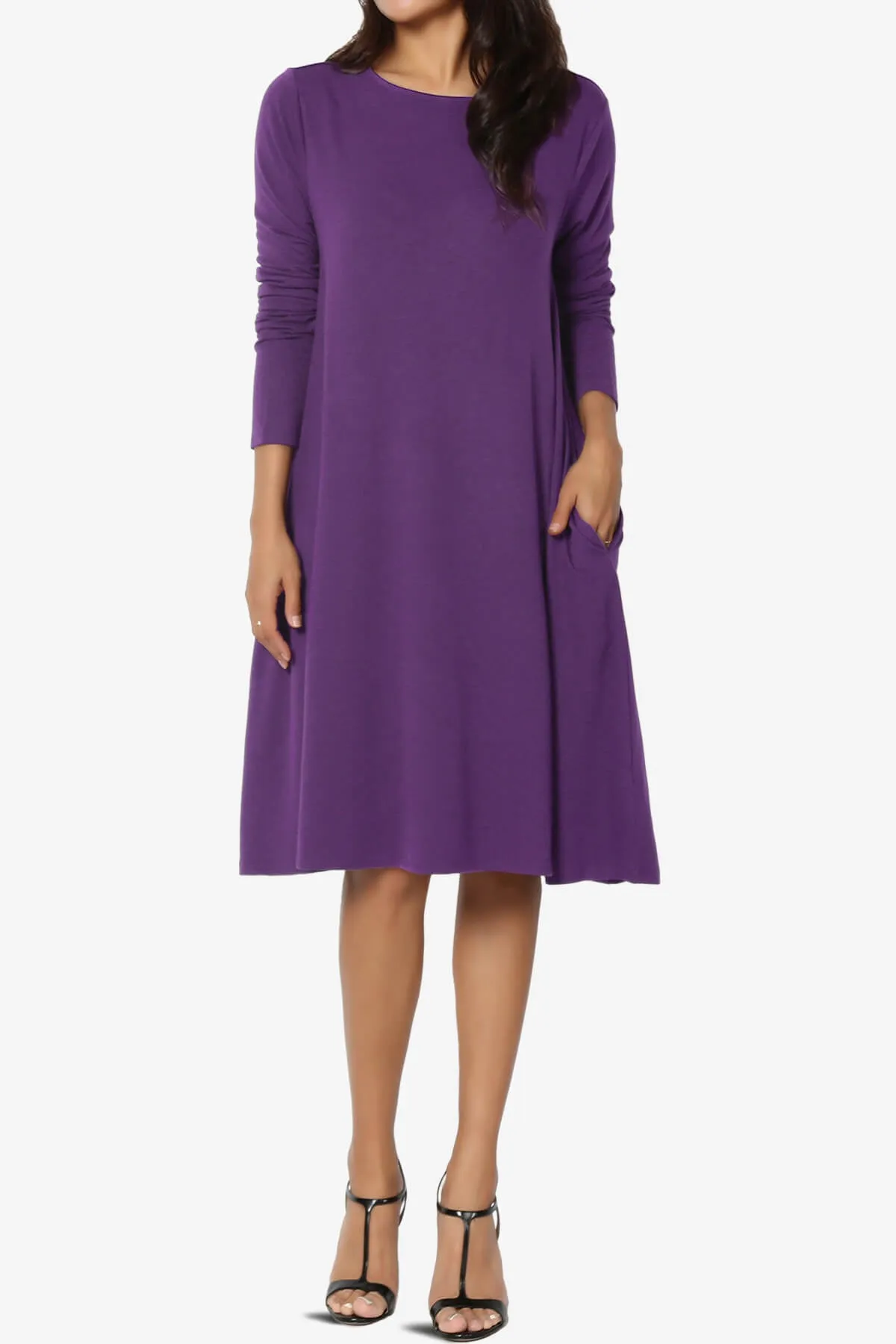 Allie Long Sleeve Jersey A-Line Dress PLUS
