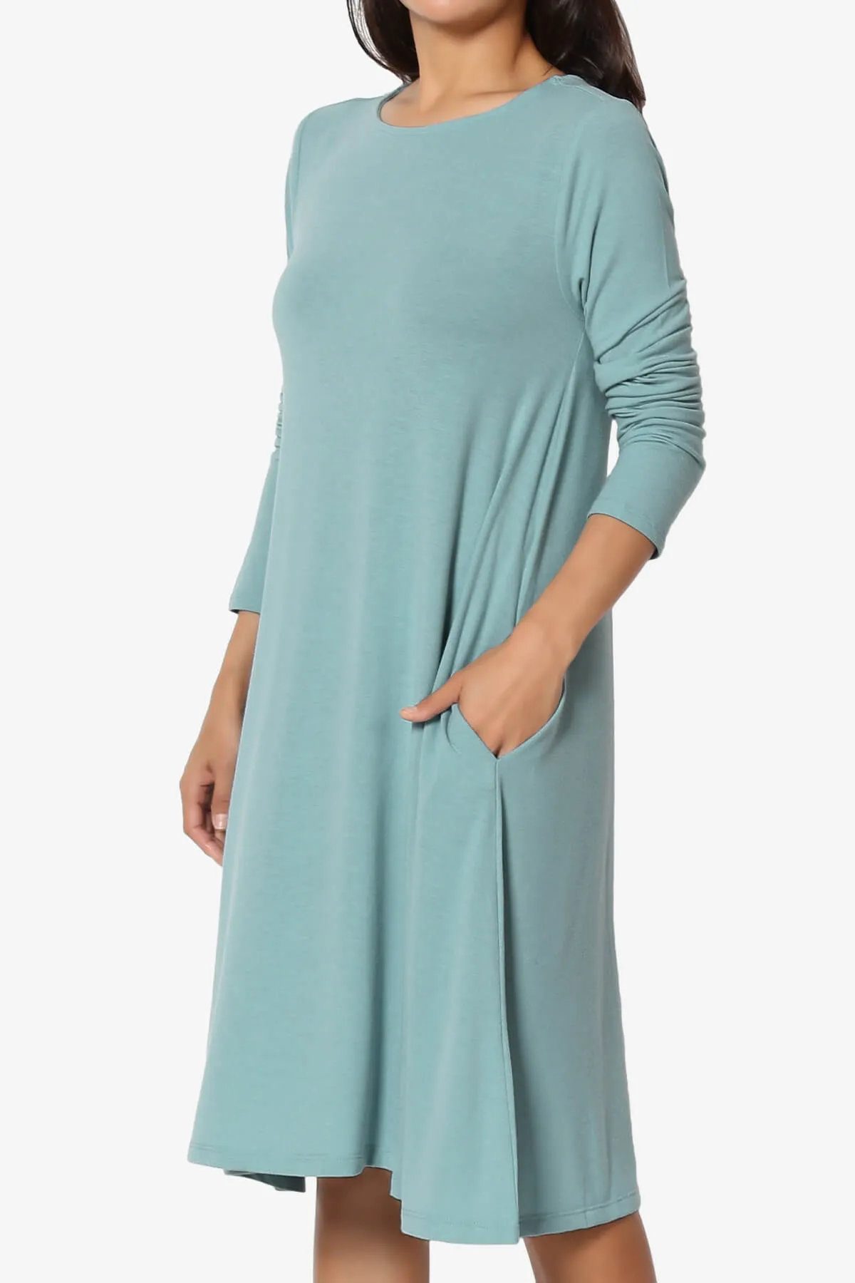Allie Long Sleeve Jersey A-Line Dress PLUS