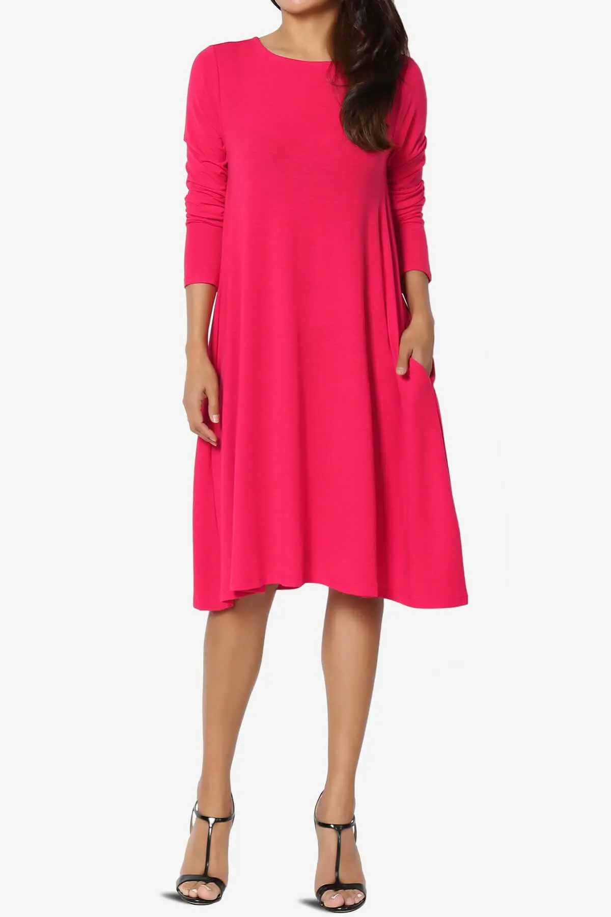 Allie Long Sleeve Jersey A-Line Dress PLUS