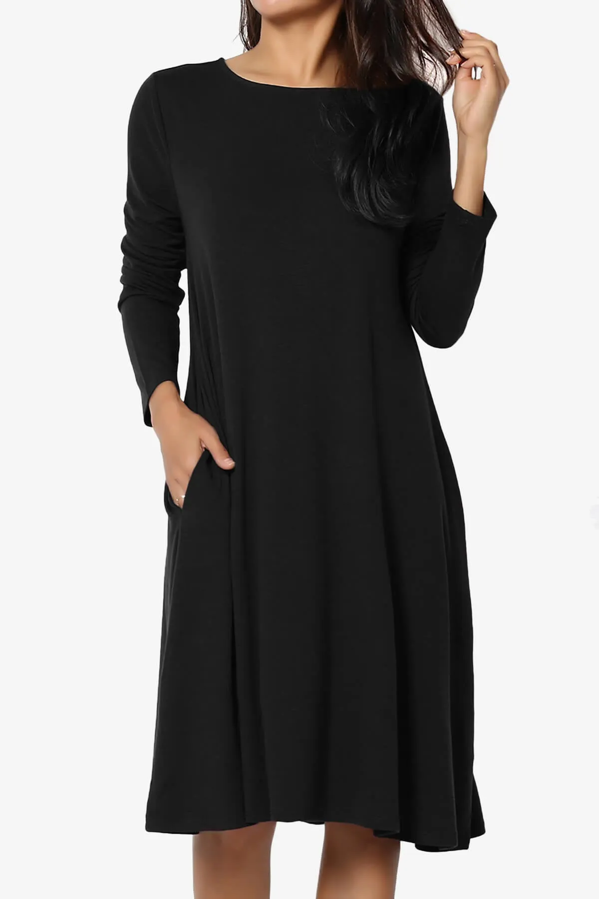Allie Long Sleeve Jersey A-Line Dress PLUS