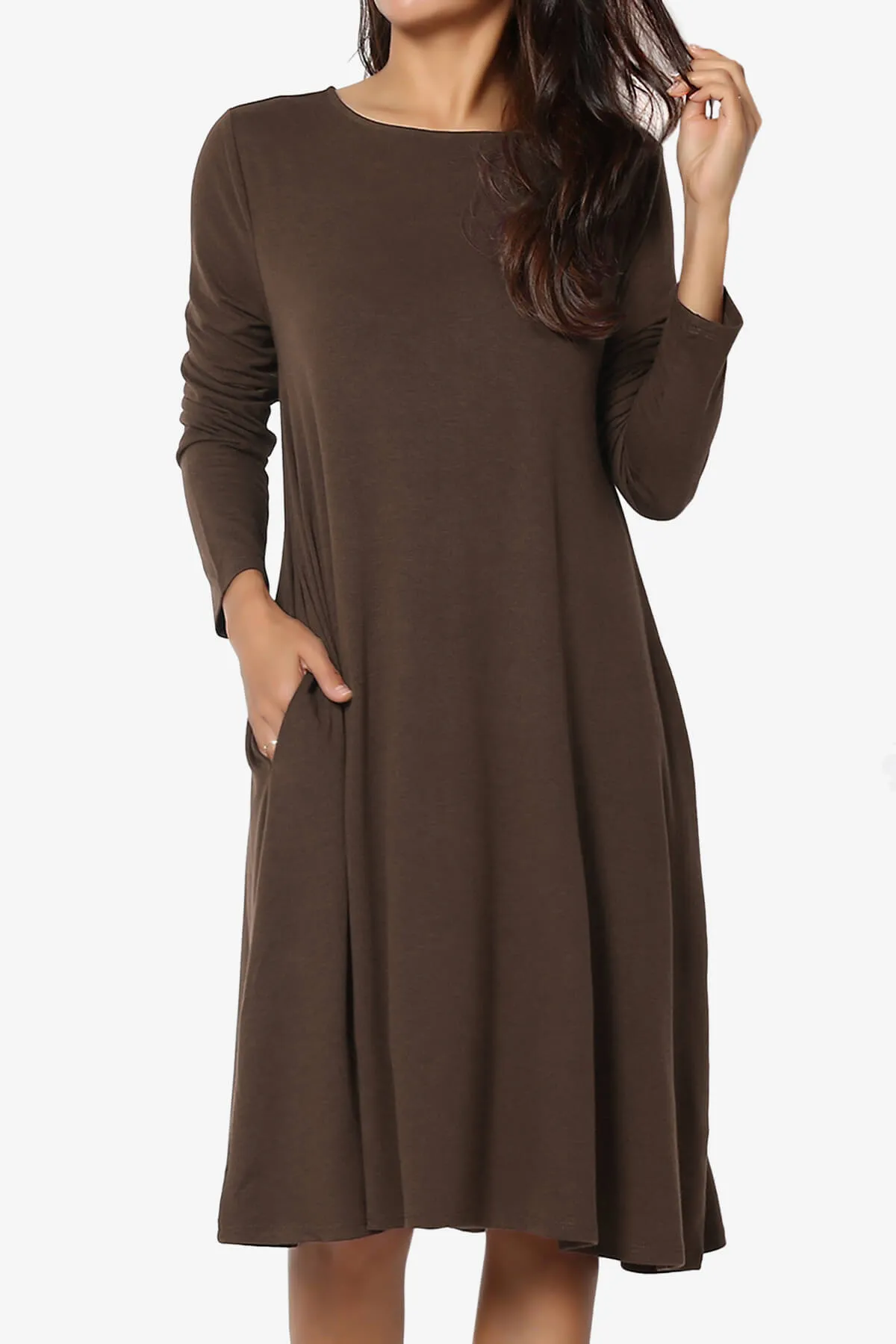 Allie Long Sleeve Jersey A-Line Dress PLUS