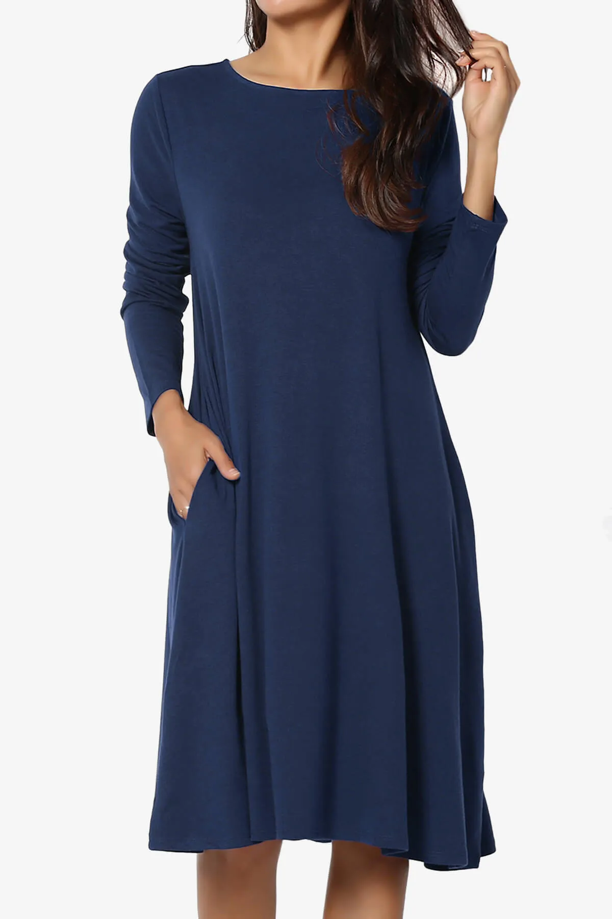 Allie Long Sleeve Jersey A-Line Dress PLUS