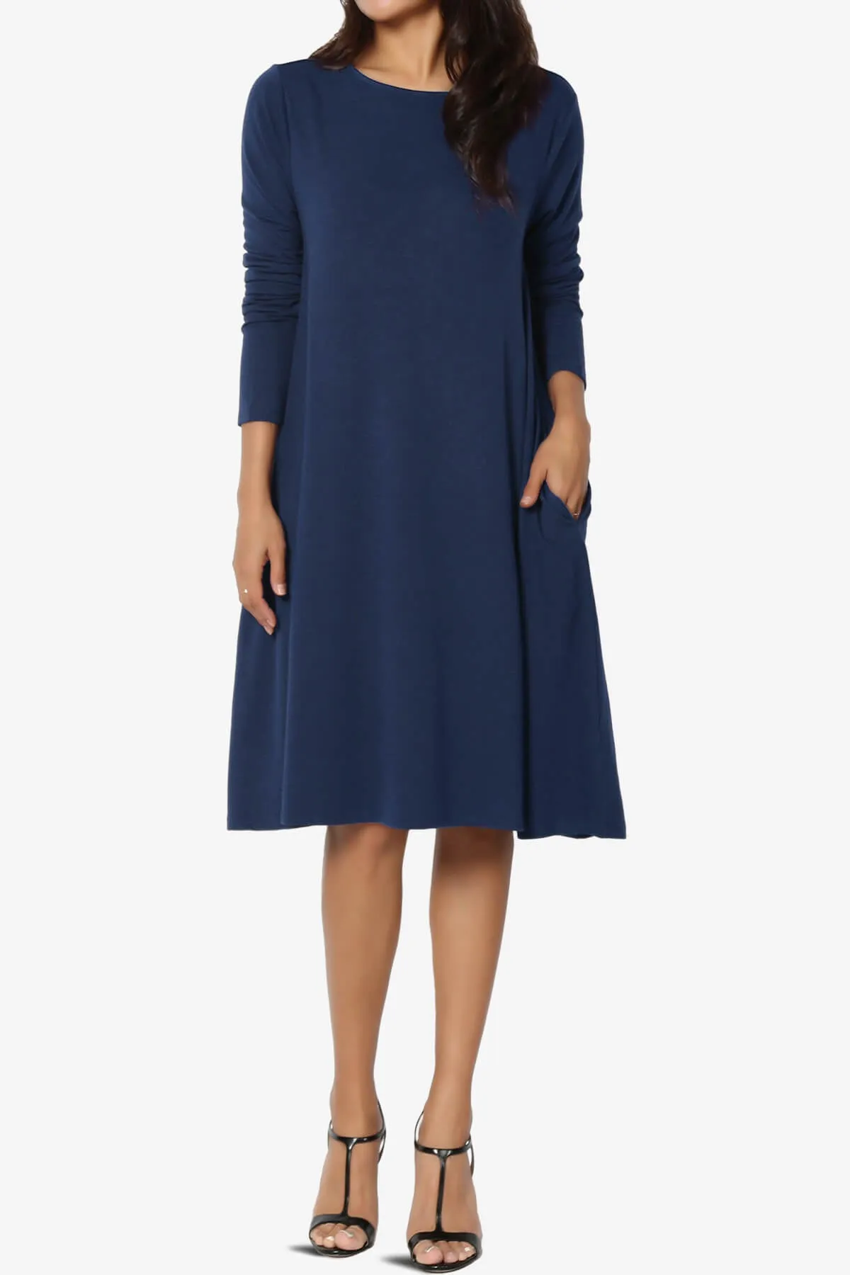 Allie Long Sleeve Jersey A-Line Dress PLUS