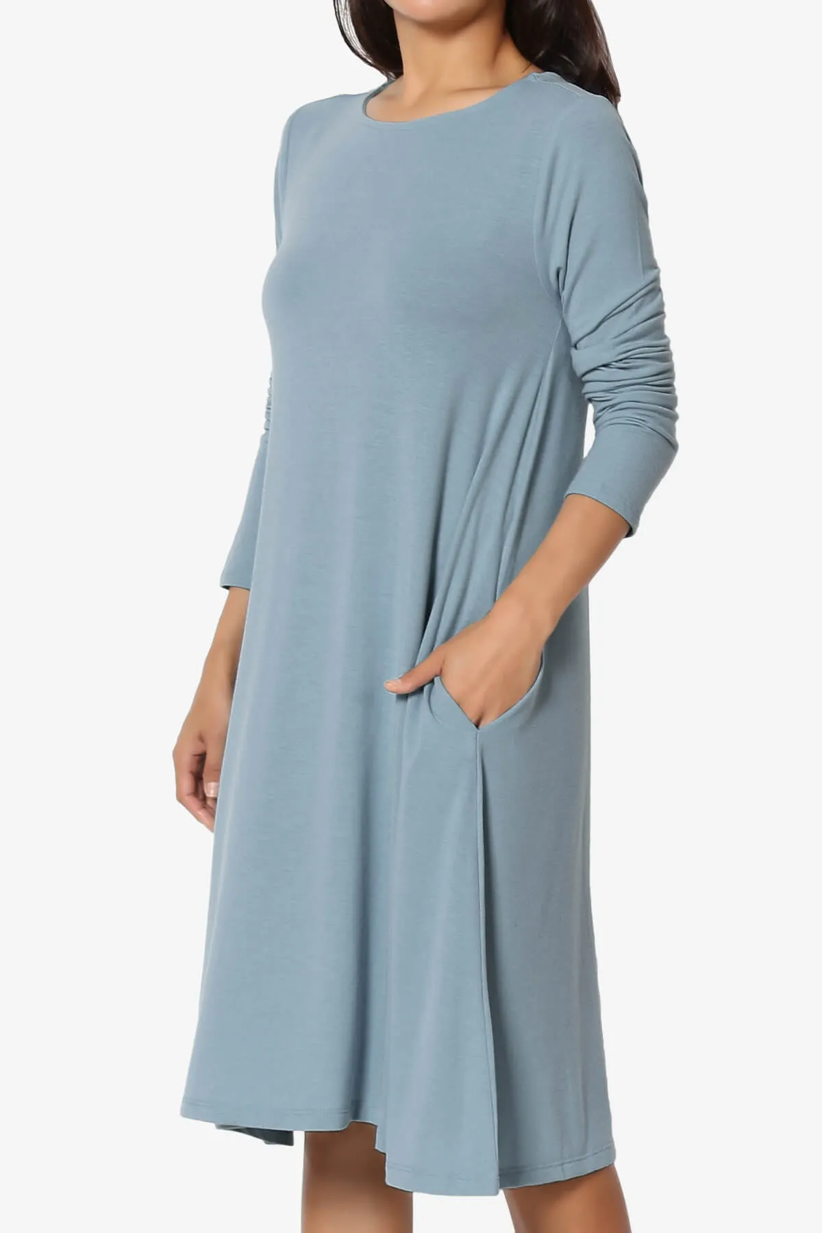 Allie Long Sleeve Jersey A-Line Dress PLUS