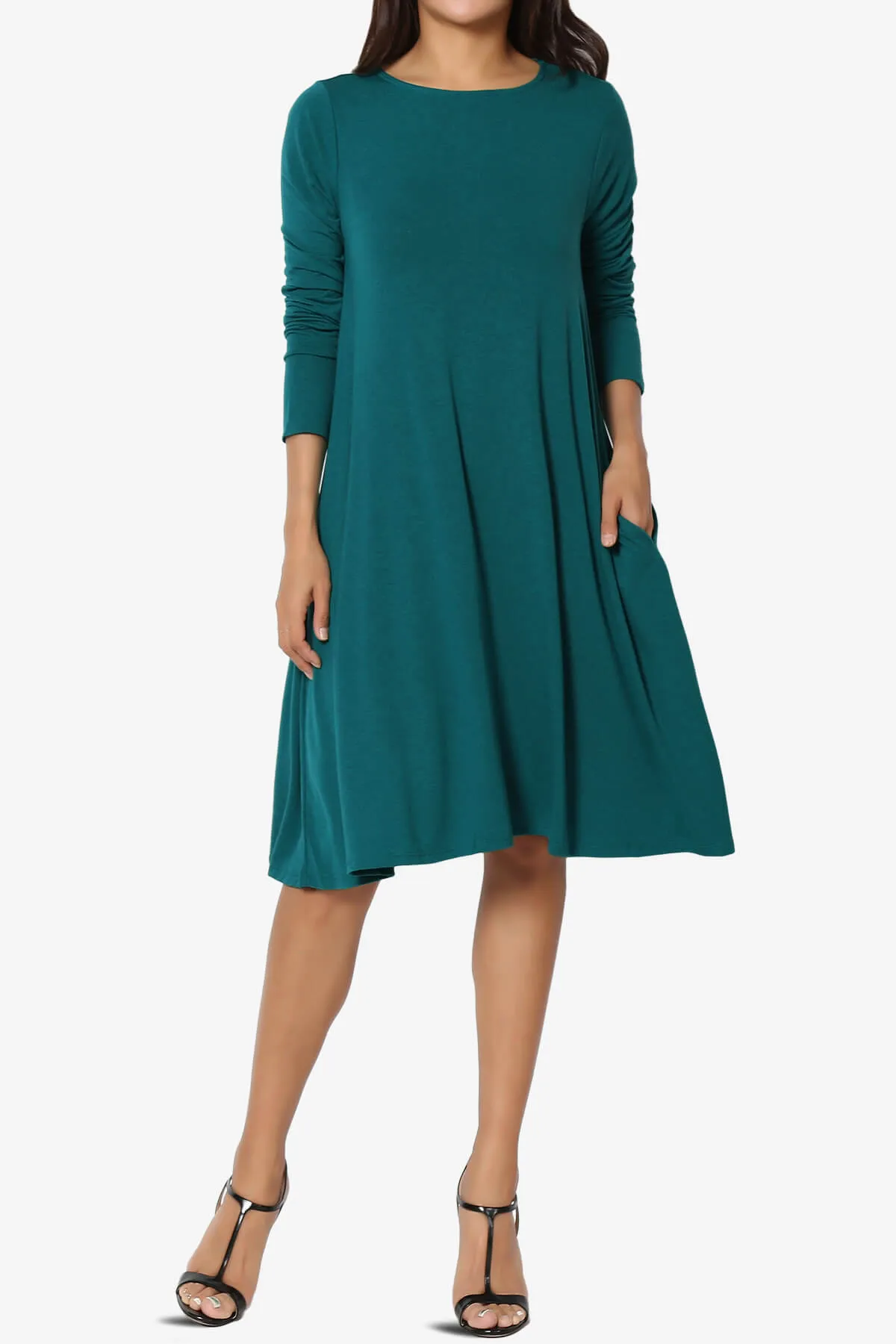 Allie Long Sleeve Jersey A-Line Dress PLUS
