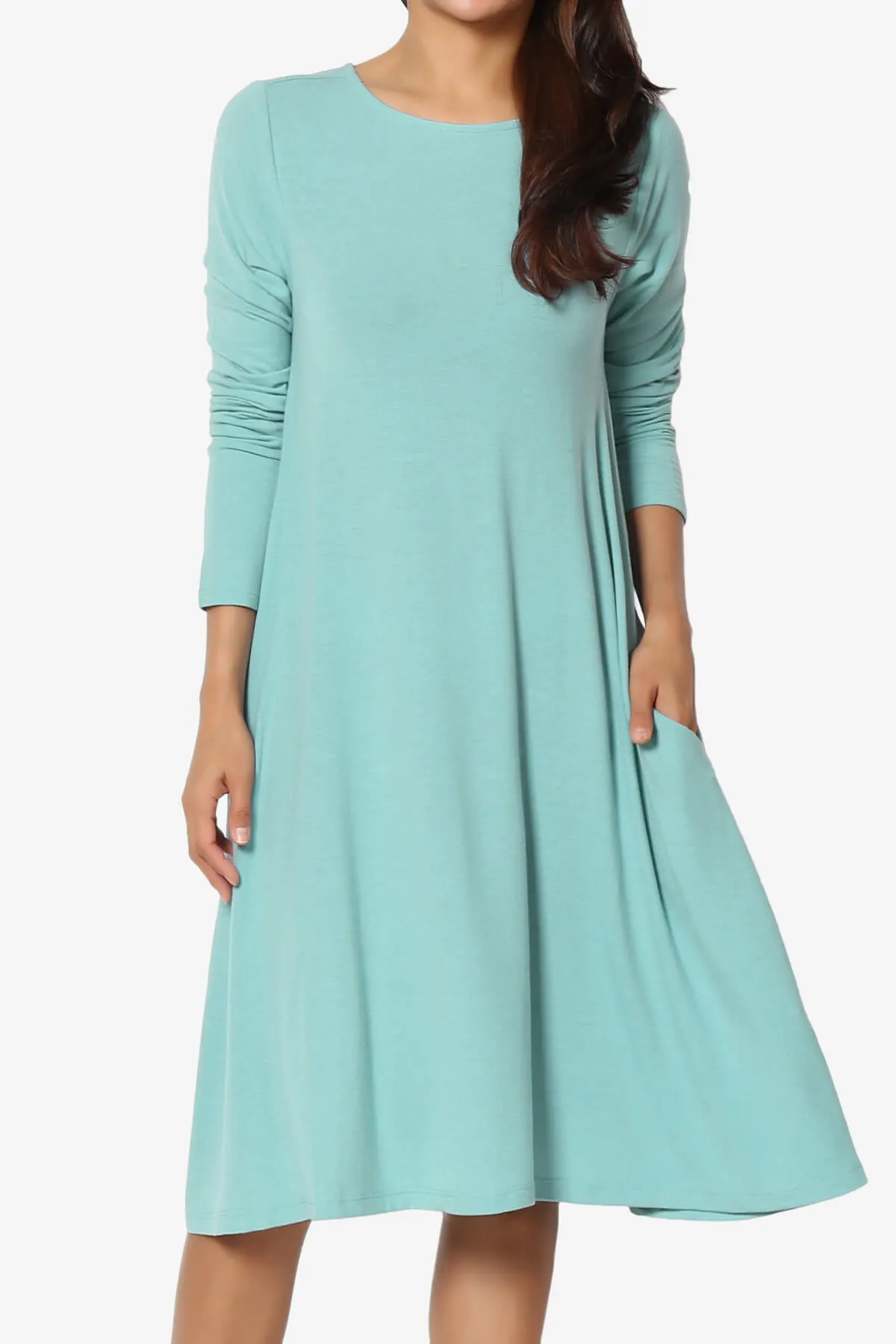 Allie Long Sleeve Jersey A-Line Dress PLUS