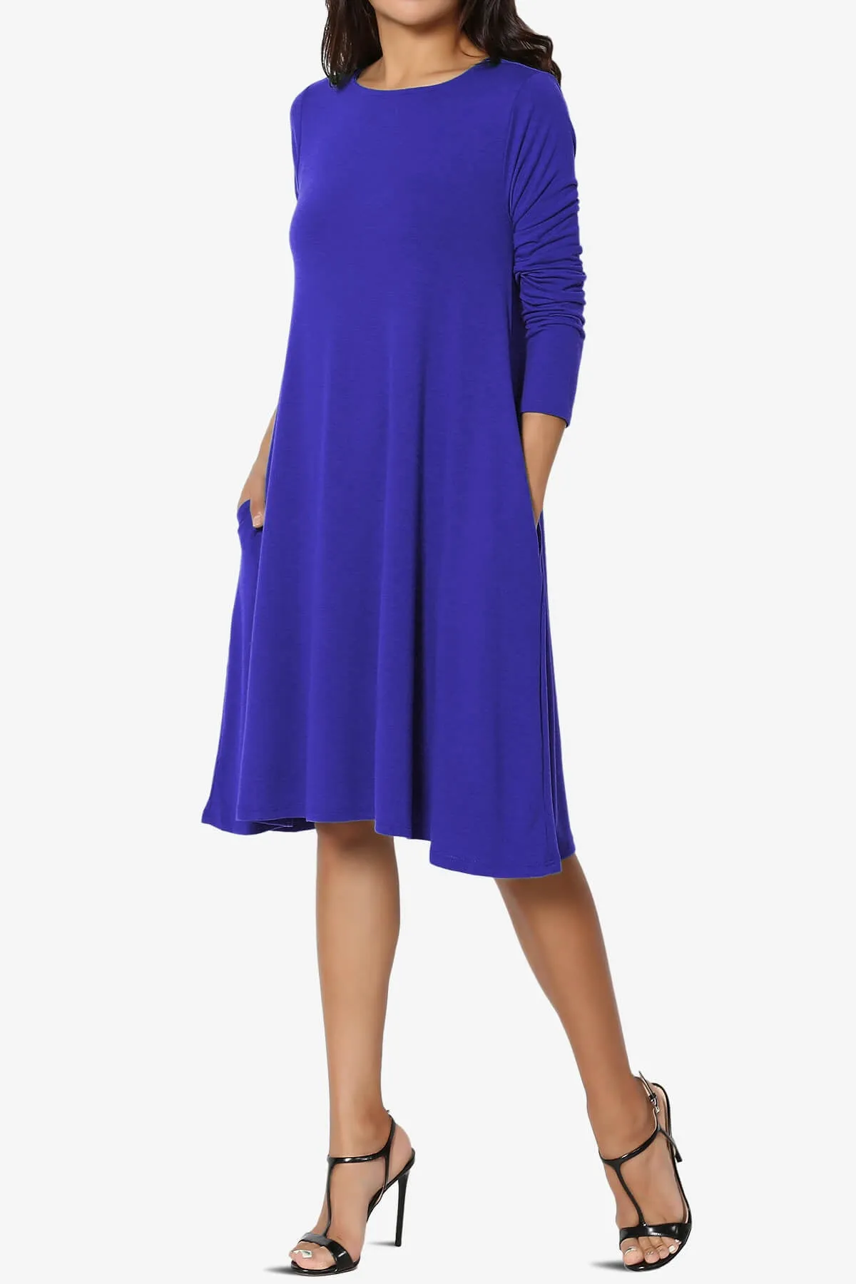 Allie Long Sleeve Jersey A-Line Dress PLUS