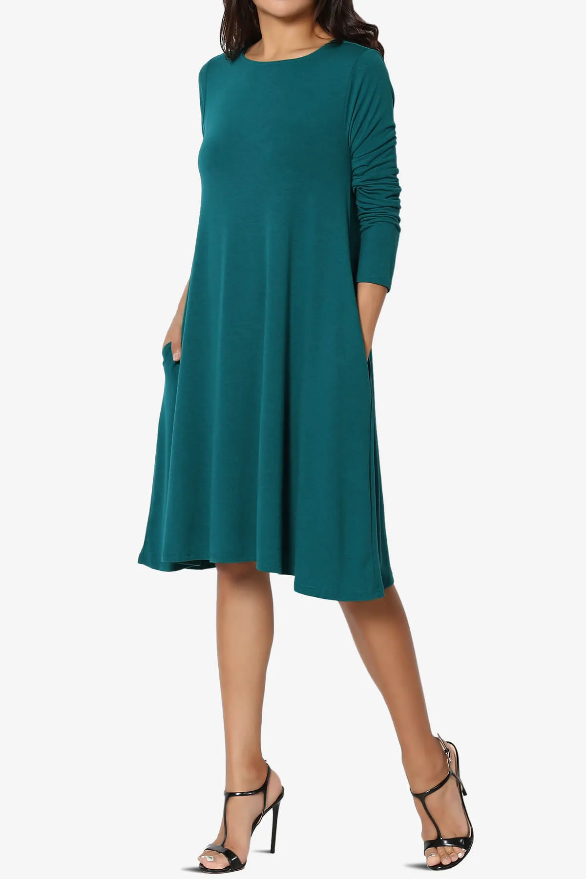 Allie Long Sleeve Jersey A-Line Dress PLUS