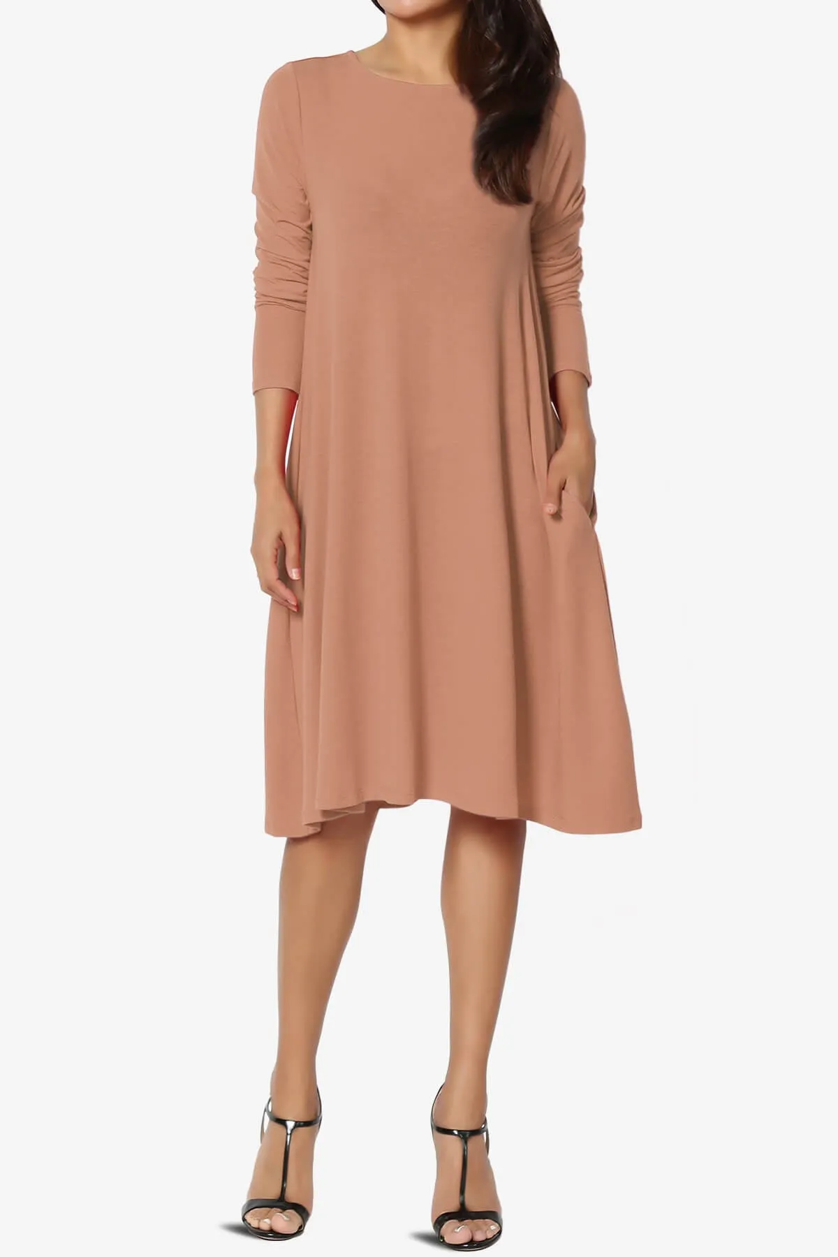 Allie Long Sleeve Jersey A-Line Dress PLUS