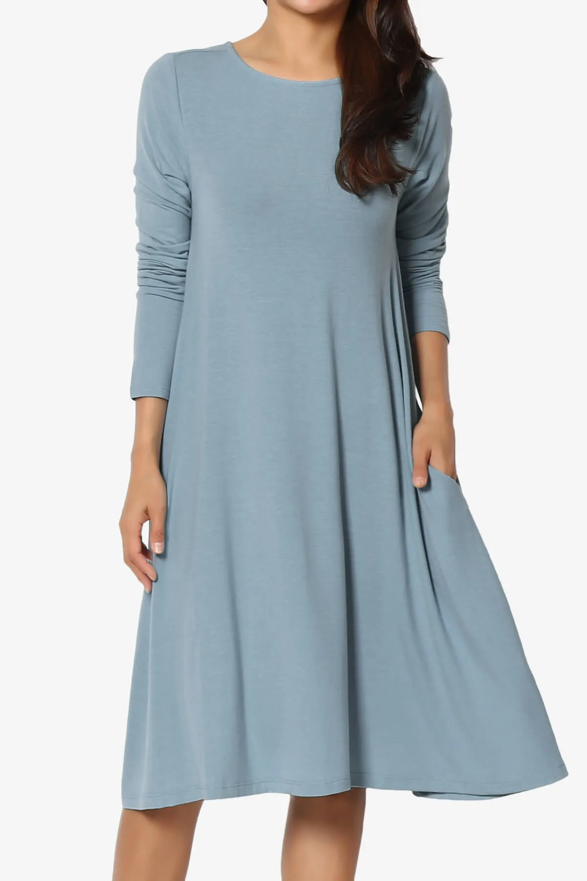 Allie Long Sleeve Jersey A-Line Dress PLUS