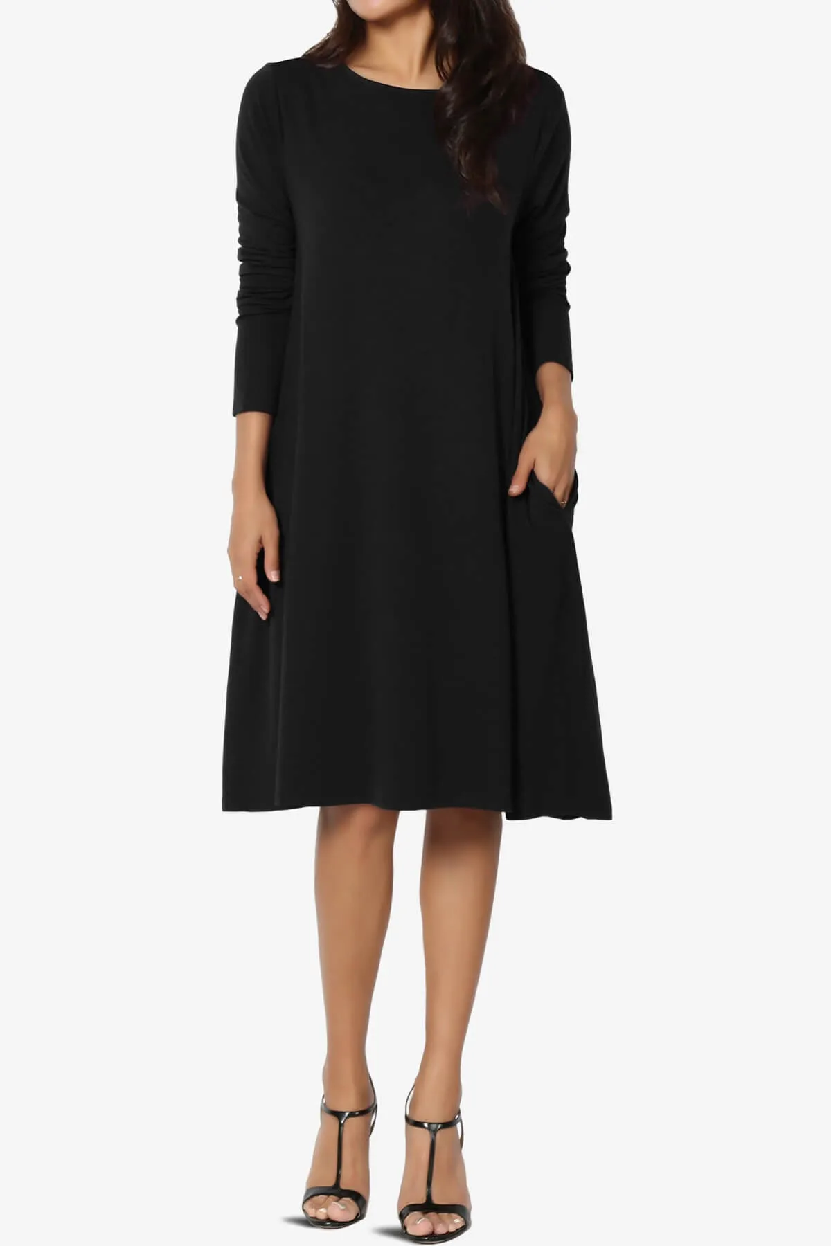 Allie Long Sleeve Jersey A-Line Dress PLUS