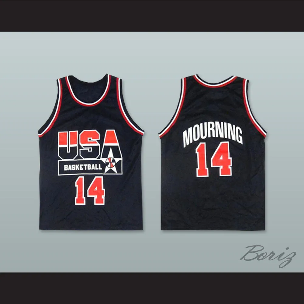 Alonzo Mourning 14 USA Team Away Basketball Jersey