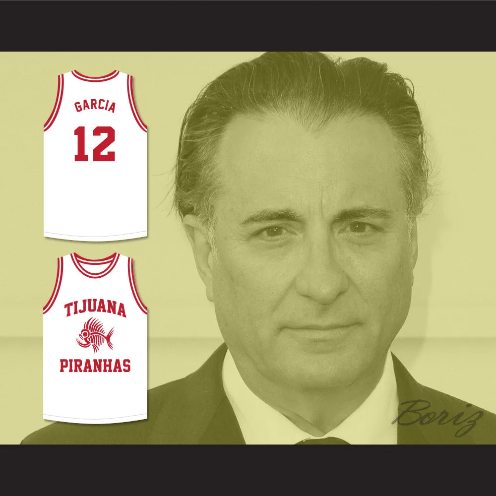 Andy Garcia 12 Tijuana Piranhas White Basketball Jersey Mexican Expansion Team