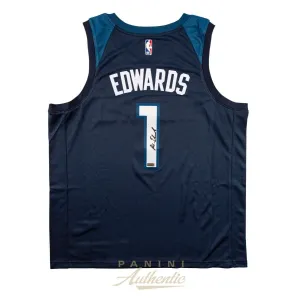 Anthony Edwards Minnesota Timberwolves Signed Blue Nike Swingman Jersey Panini