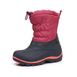 Apakowa Boys Girls Snow Boots Outdoor Slip Resistant Insulated Waterproof Winter Snow Boots (Toddler/Little Kid/Big Kid)-H2303-BlackBurgundy