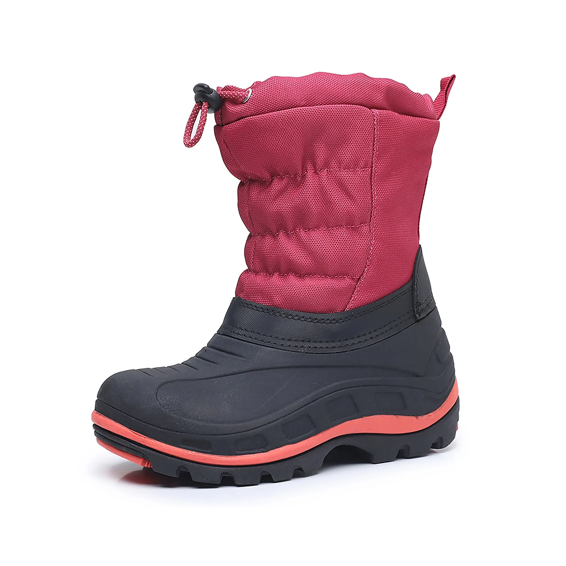 Apakowa Boys Girls Snow Boots Outdoor Slip Resistant Insulated Waterproof Winter Snow Boots (Toddler/Little Kid/Big Kid)-H2303-BlackBurgundy