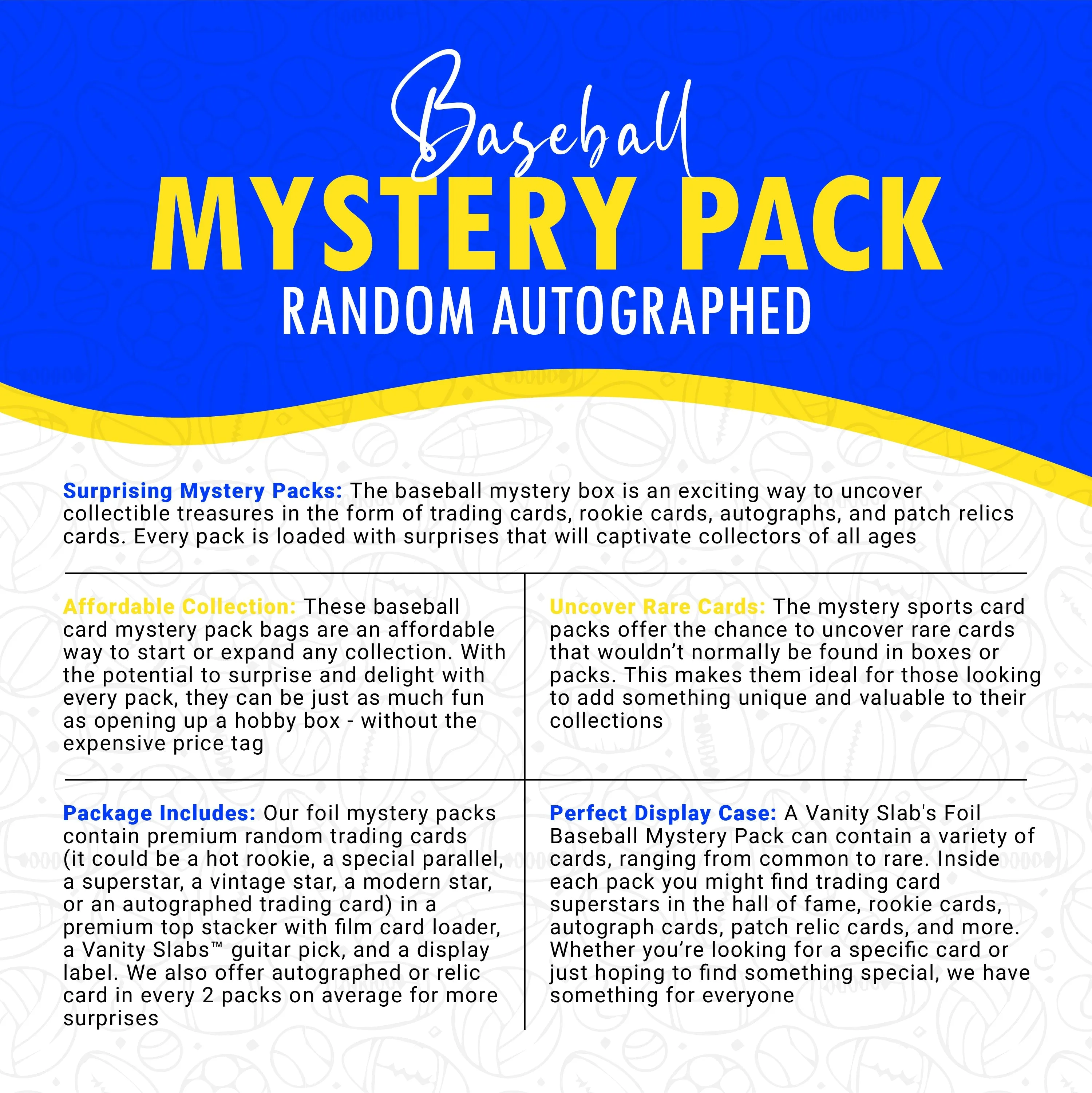 Baseball Mystery Pack (Random Autographed, Relic & Rookies Trading Cards)