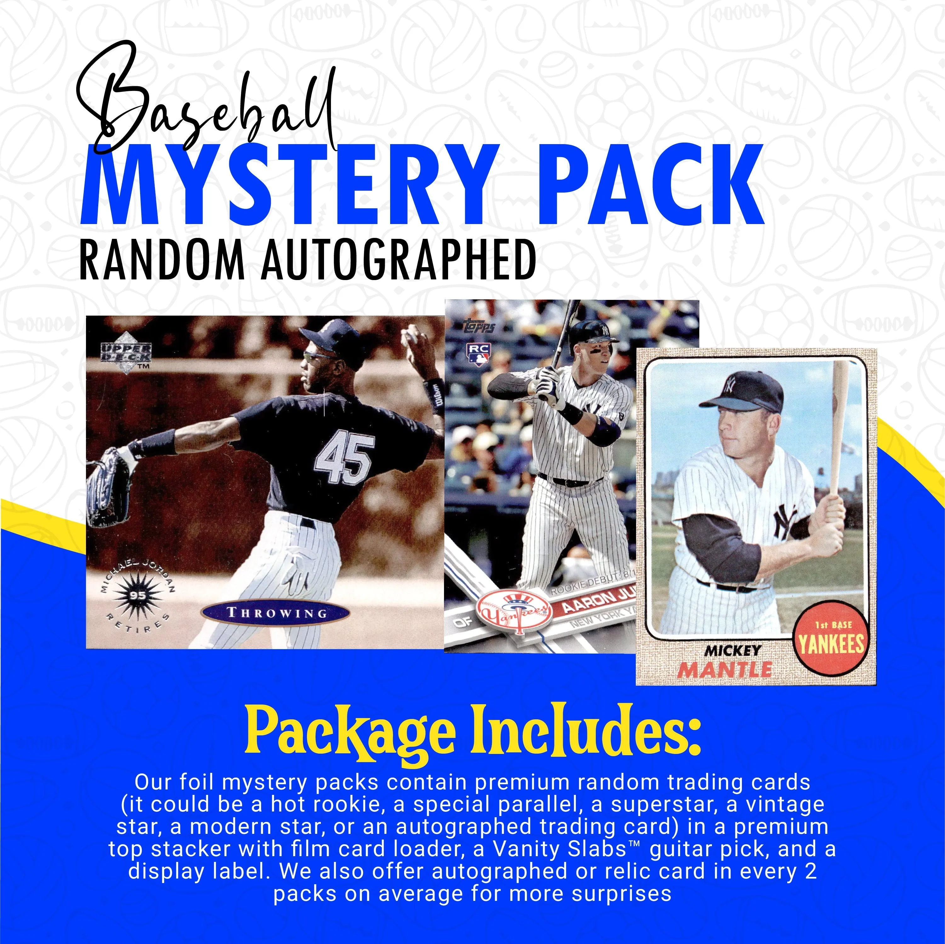 Baseball Mystery Pack (Random Autographed, Relic & Rookies Trading Cards)