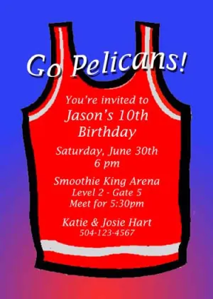BASKETBALL JERSEY CUSTOM INVITATION
