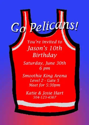 BASKETBALL JERSEY CUSTOM INVITATION