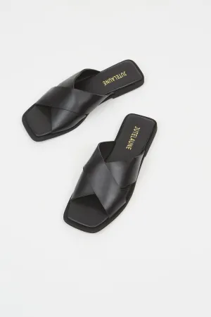 Black Crossed Sandals