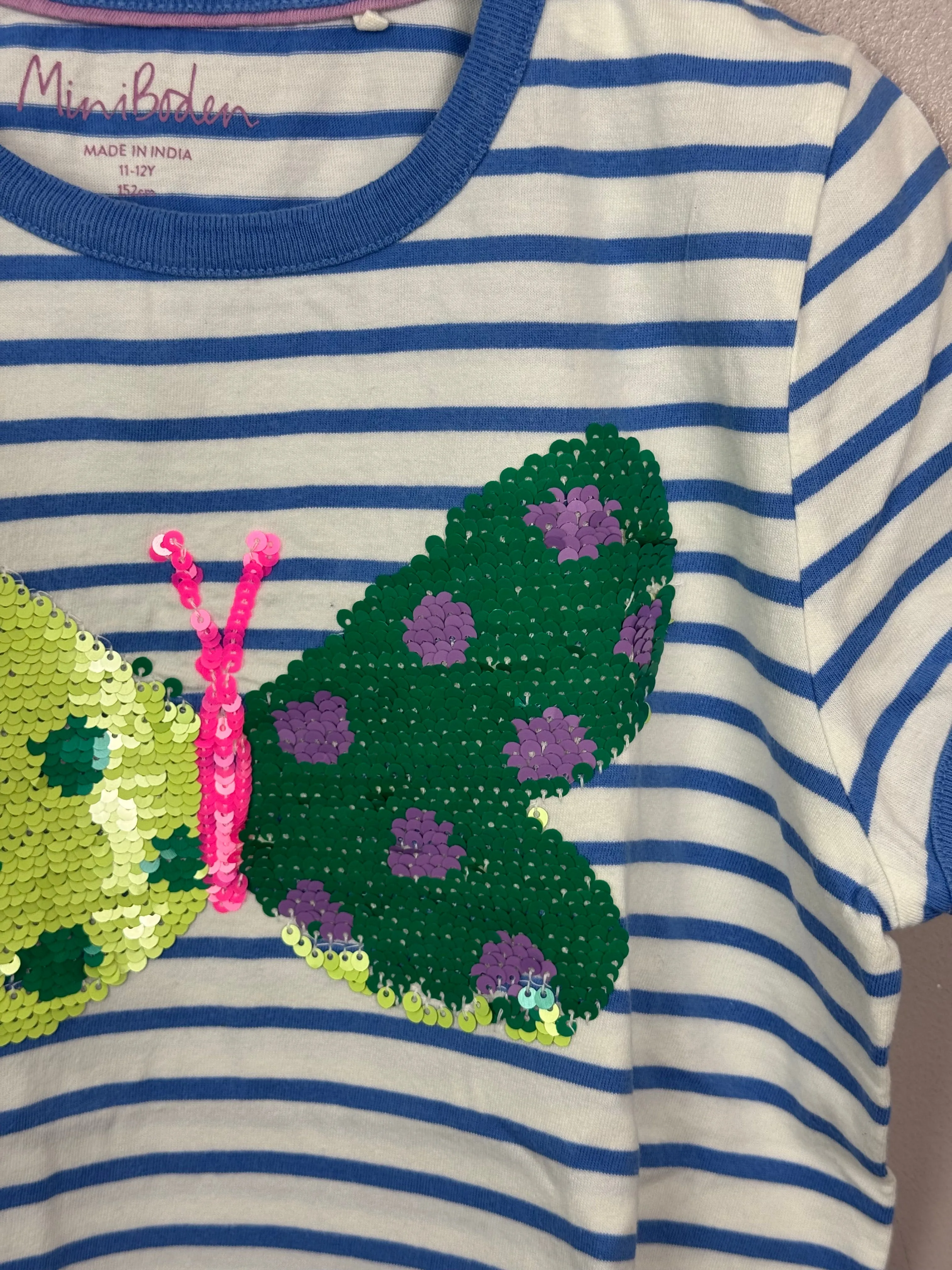 Boden sequin butterfly t-shirt 11-12y