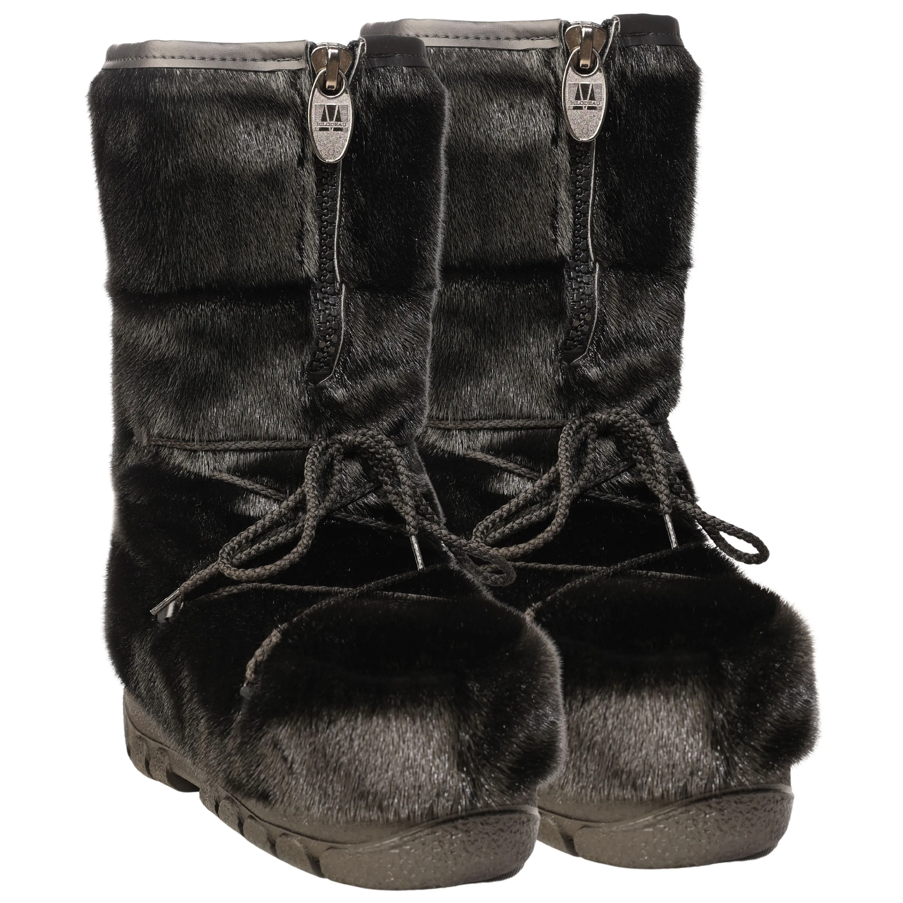 Bottes en fourrure de loup marin "Style damier" - Femme