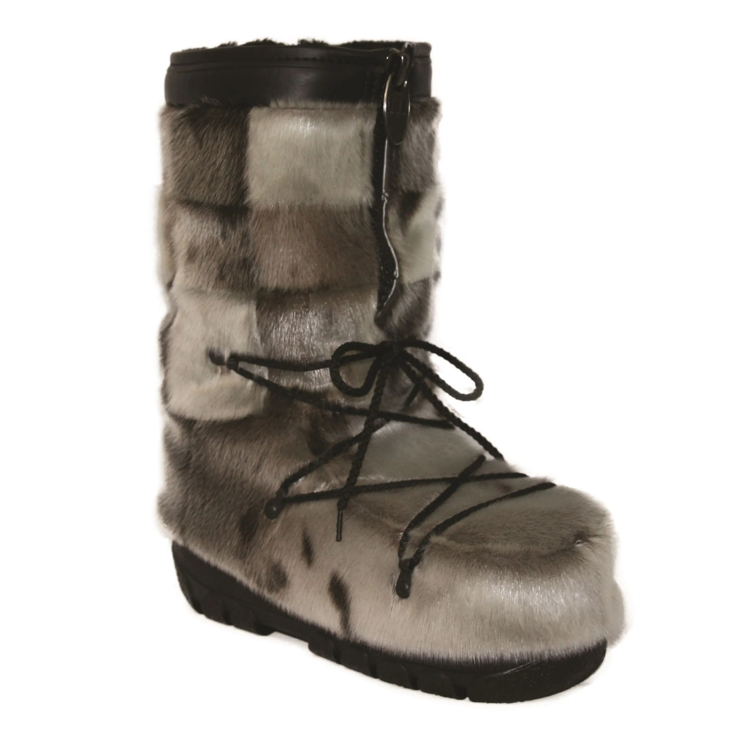 Bottes en fourrure de loup marin "style damier" - Homme