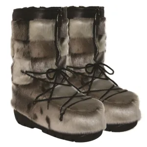 Bottes en fourrure de loup marin "style damier" - Homme