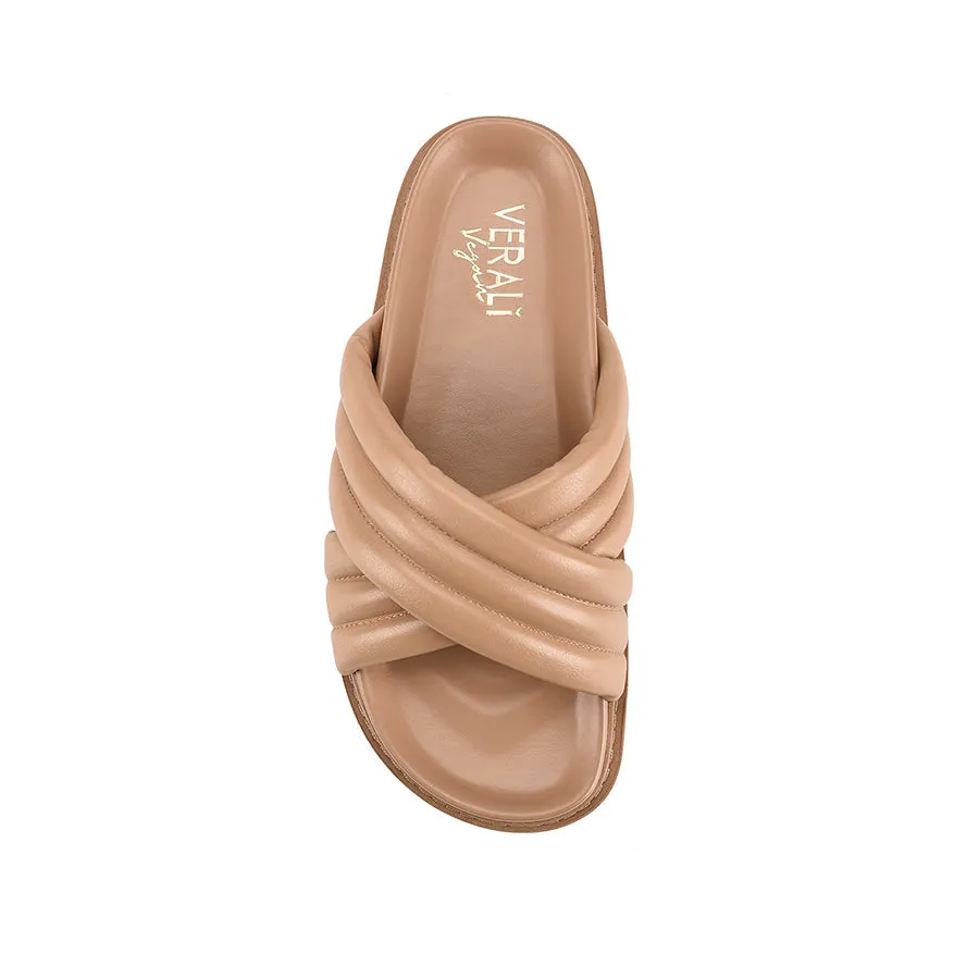 Britney Footbed Slides - Dark Camel