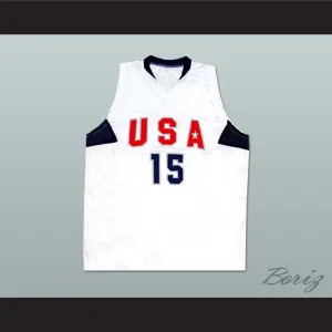 Carmelo Anthony 15 USA National Team White Basketball Jersey