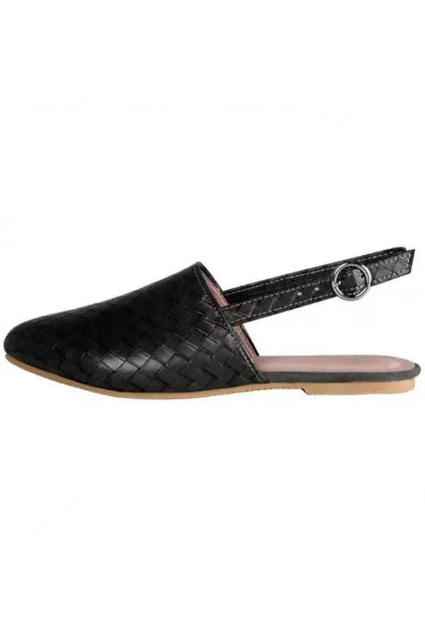 Casual Pointed Toe Woven Flat Sandals