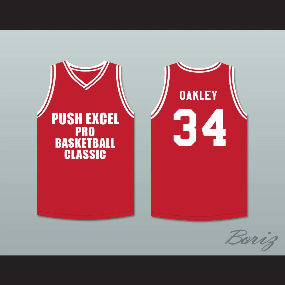 Charles Oakley 34 Push Excel Pro Basketball Classic Red Basketball Jersey 1988 Charity Event