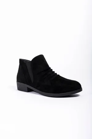 Chloe Ruched Ankle Boot Black Microfibre