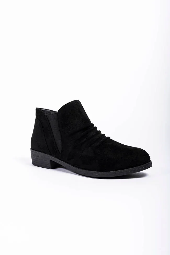 Chloe Ruched Ankle Boot Black Microfibre