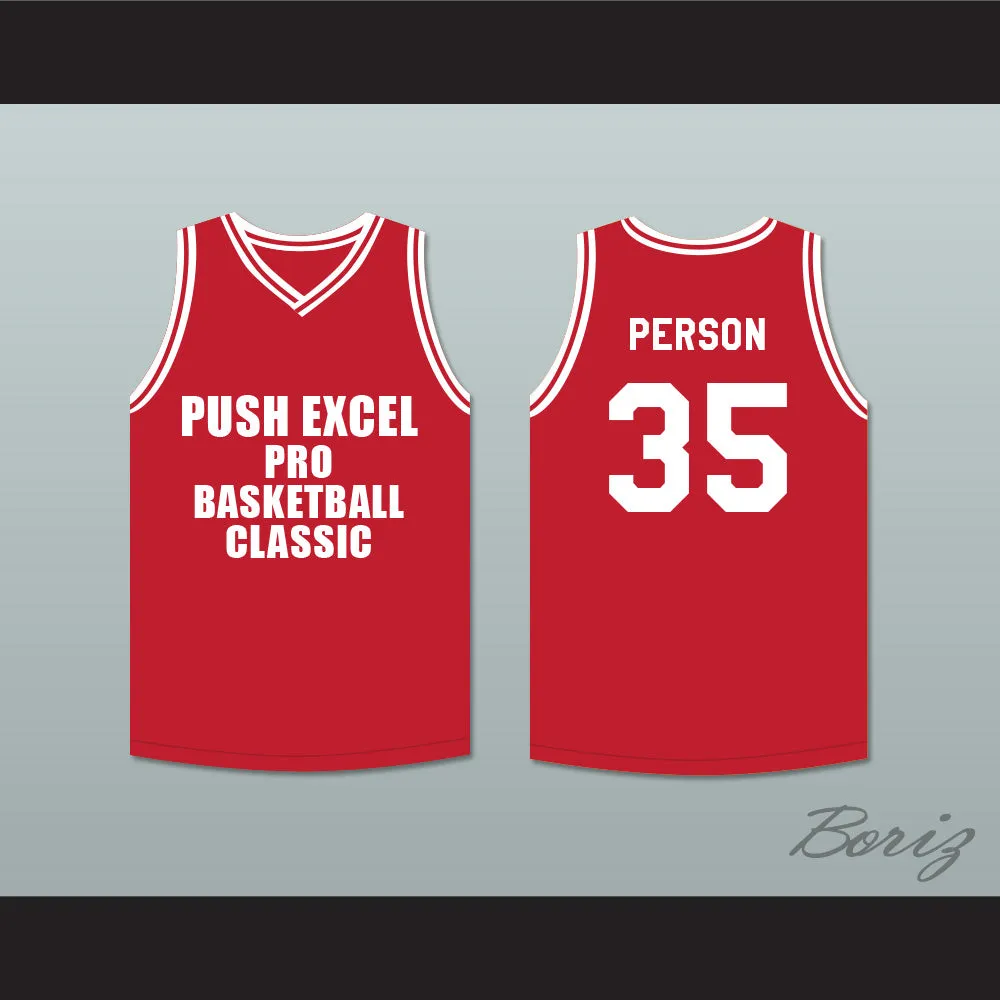 Chuck Person 35 Push Excel Pro Basketball Classic Red Basketball Jersey 1988 Charity Event
