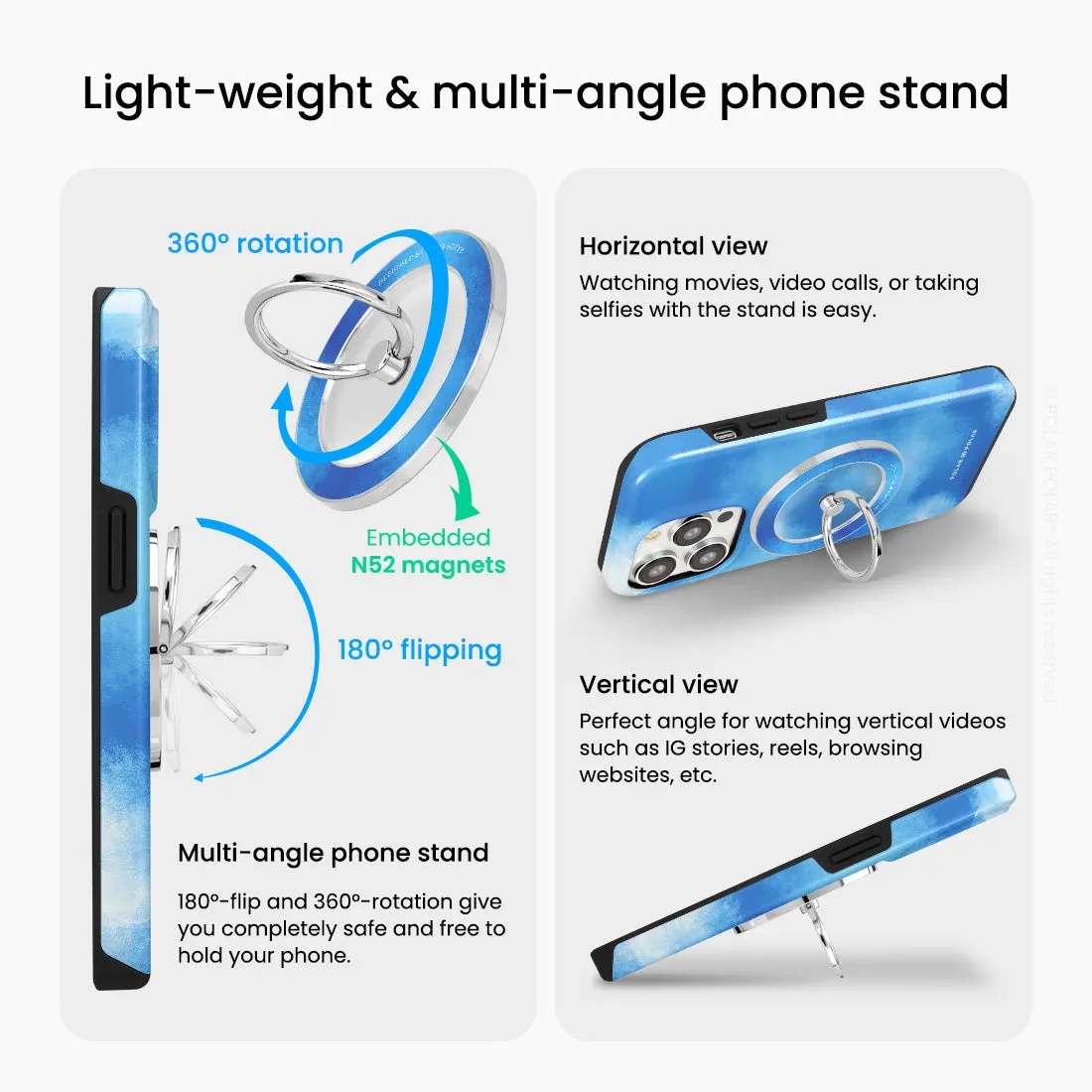 Clouds in Summer - Silver MagSafe Phone Grip and Ring Holder Stand