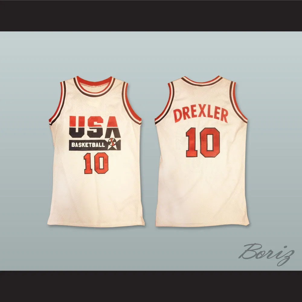 Clyde Drexler 10 USA Team Home Basketball Jersey