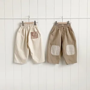 COTTON-HOUSE GINGHAM PATCH TROUSERS