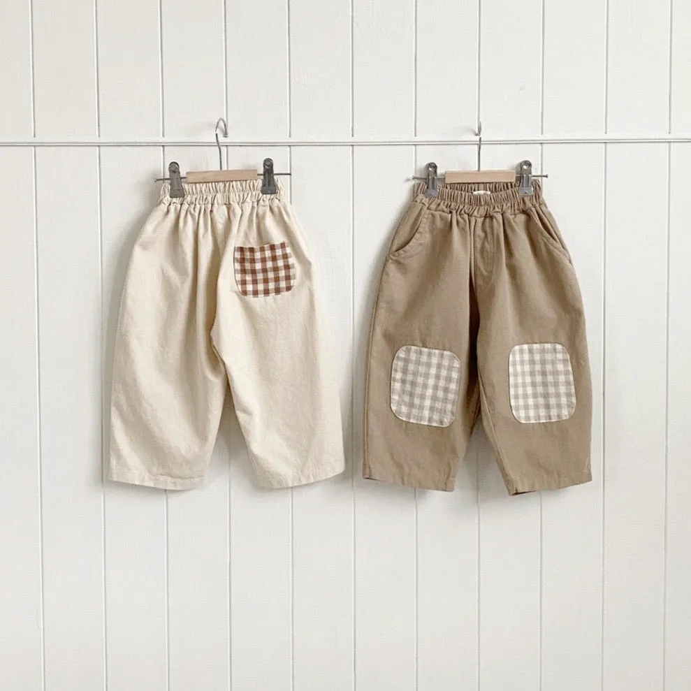 COTTON-HOUSE GINGHAM PATCH TROUSERS
