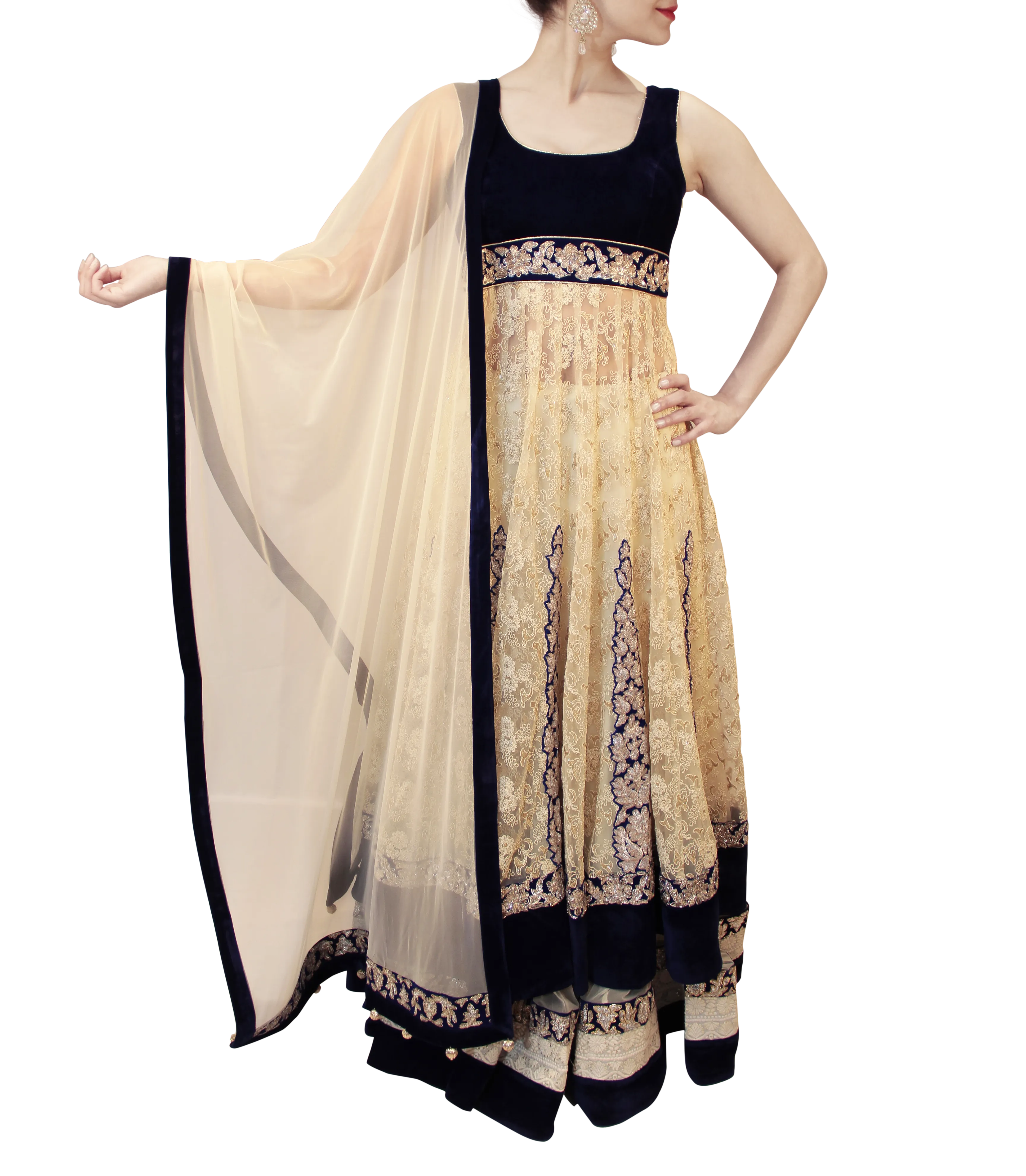 CREAM AND BLUE LACHA STYLE