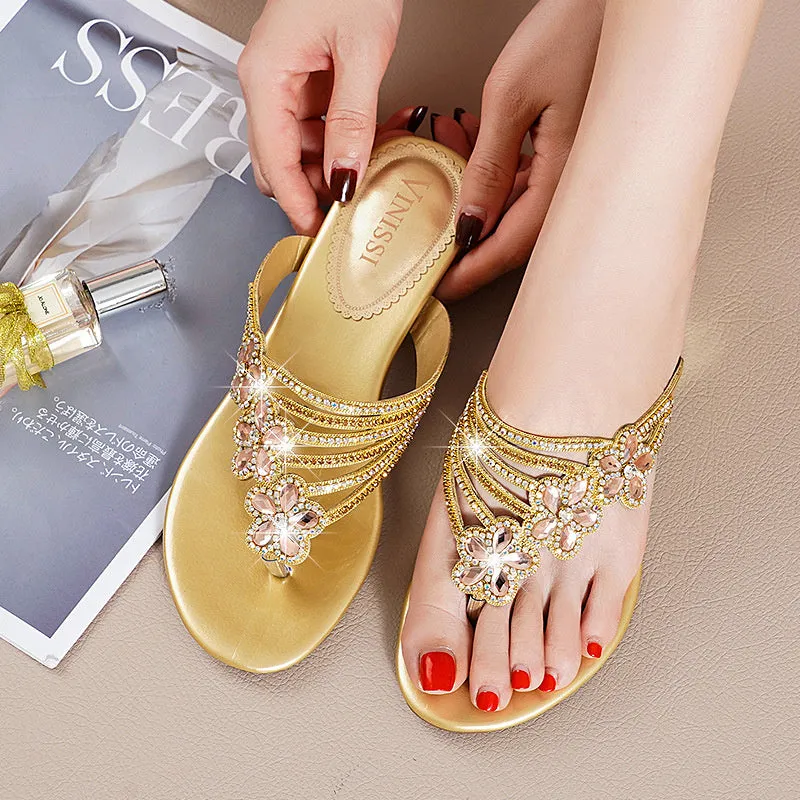 Crystal Luxe™ | Women's Evening Flip Flops | Dazzling Rhinestone Accents, Comfortable Footbed & Stylish Design