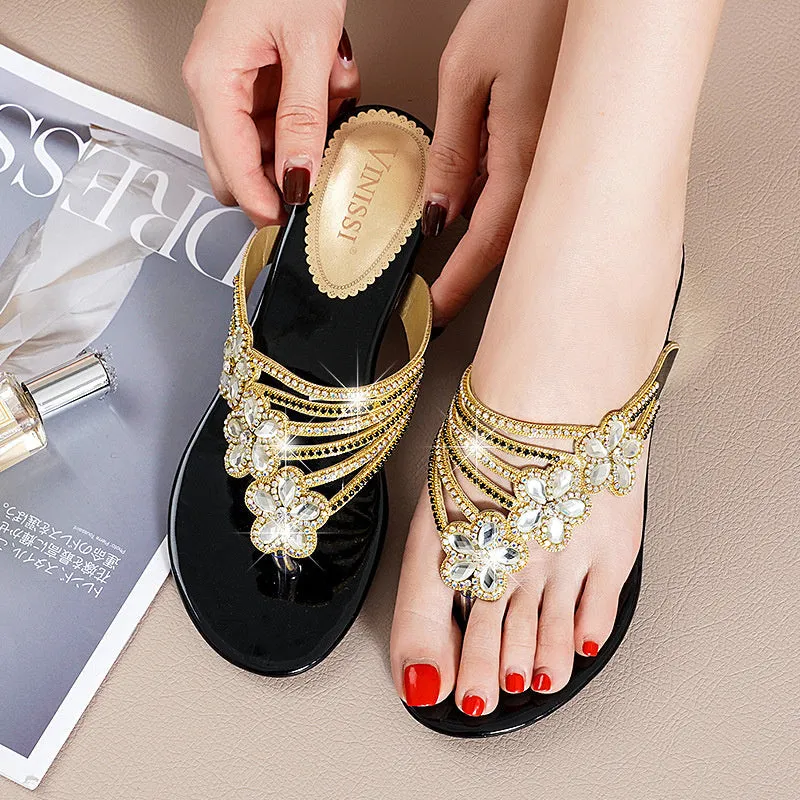 Crystal Luxe™ | Women's Evening Flip Flops | Dazzling Rhinestone Accents, Comfortable Footbed & Stylish Design