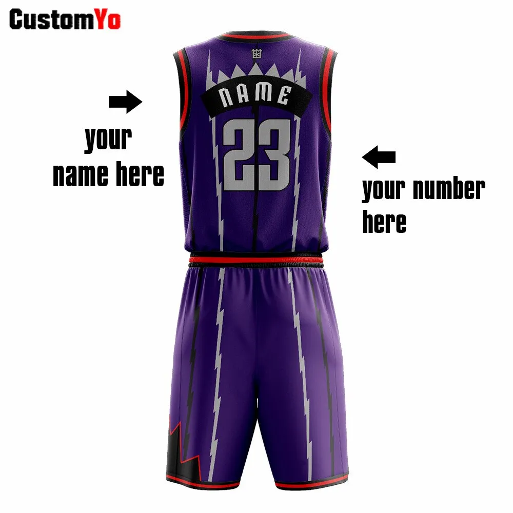 Custom Purple Color Men Basketball Uniform Set Quick Dry Basketball Jersey