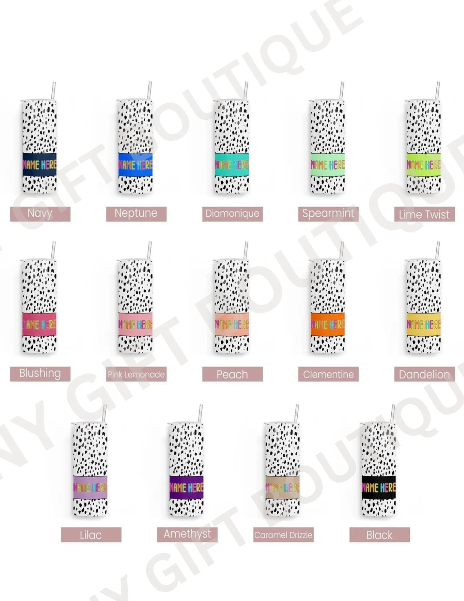 Dalmatian Dots Personalized Tumblers